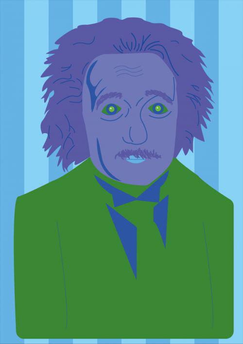 דיוקן בצבעוניות משתנה - אלברט איינשטיין ירוק 