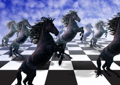 פרפקטיבה חד מגוזית - סוסים בשחמט 