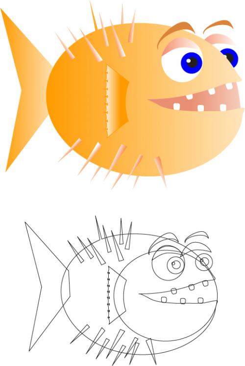 איור דיגיטלי - דג פיראנה עם קוצים