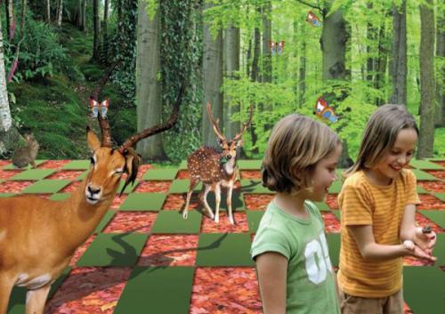 פרפקטיבה חד מגוזית - ילדים ביער 
