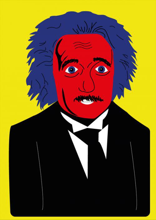 דיוקן בצבעוניות משתנה - אלברט איינשטיין תכלת