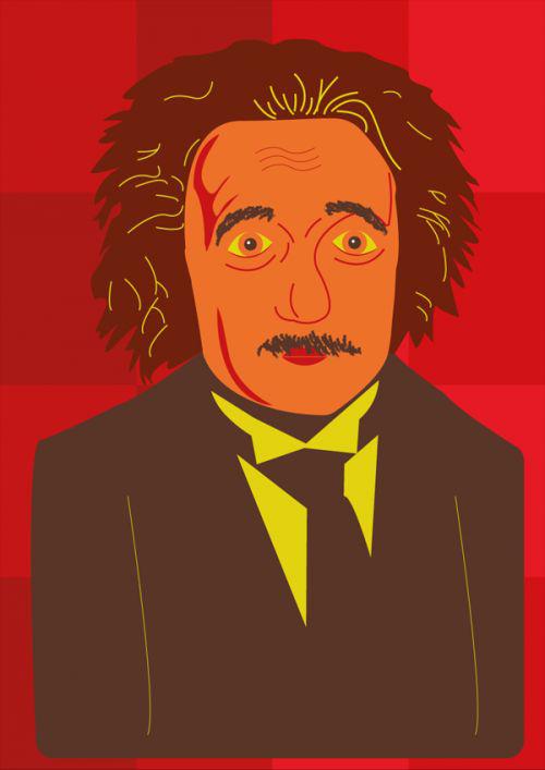 דיוקן בצבעוניות משתנה - אלברט איינשטיין אדום 